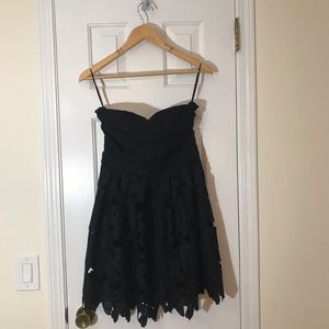 Black rose strapless dress